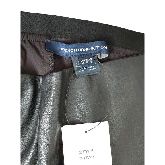 NWT French Connection Black Faux Leather Straight Leg Pants | Size 8 - Picture 3 of 9